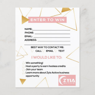 Zyia active Enter to win flyer