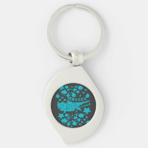 Zypern map vintage retro türkis urlaub look key ring