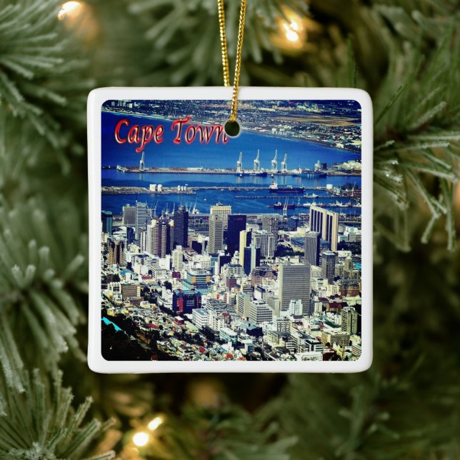 zZA008 CAPE TOWN, Aerial View, South Africa, Ceramic Ornament (Tree)