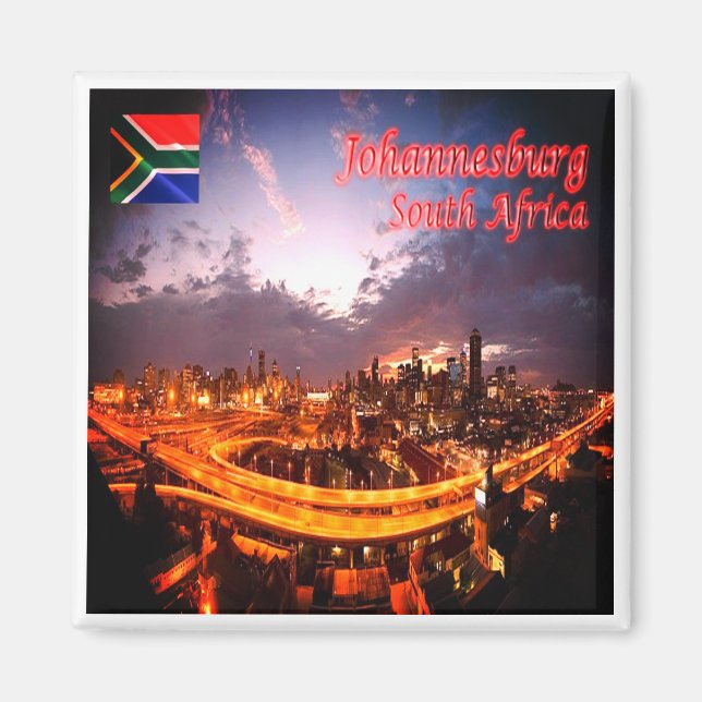 zZA015 JOHANNESBURG by Night, South Africa, Fridge Magnet (Front)