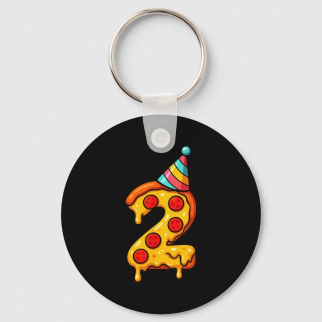 Zza 2nd Birthday 2 Years Old Party Hat Bday Boys G Key Ring (Front)