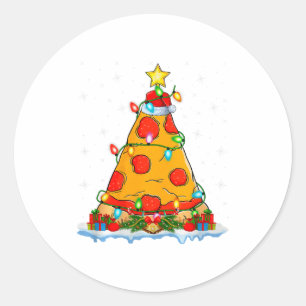 Zza Christmas Tree Lights Santa Hat Fast Food Zza  Classic Round Sticker