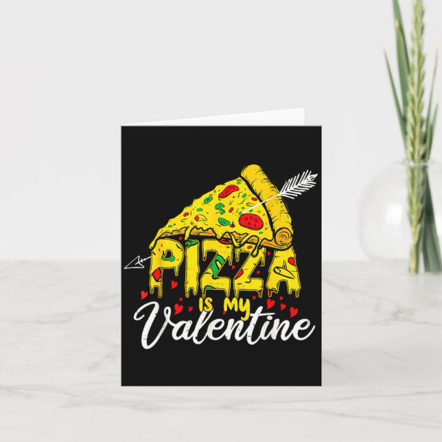 Zza Is My Valentine Day Hearts Eat Food Boys  Card (Front)