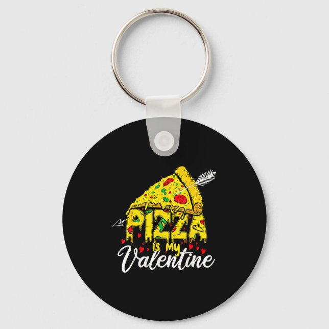 Zza Is My Valentine Day Hearts Eat Food Boys  Key Ring (Front)