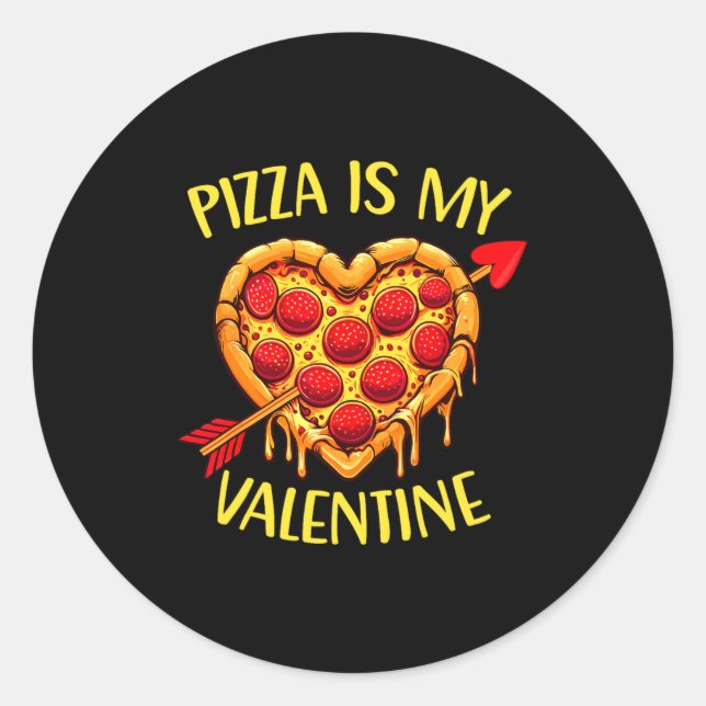 Zza Is My Valentine Funny Valentines Day Boys Ki  Classic Round Sticker (Front)