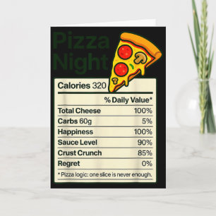 Zza Lover Night Funny Nutrition Facts Costume For Card