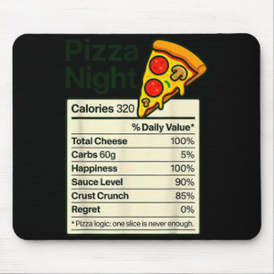Zza Lover Night Funny Nutrition Facts Costume For Mouse Mat