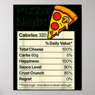 Zza Lover Night Funny Nutrition Facts Costume For  Poster