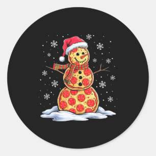 Zza Snowman - Santa Hat - Christmas Zza Party - Fu Classic Round Sticker