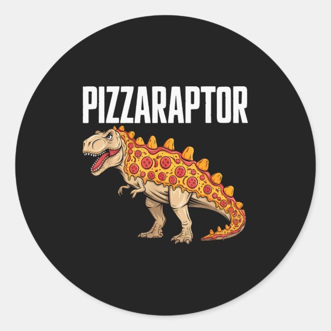 Zza T-rex Dino Fast Food Funny Zza Dinosaur  Classic Round Sticker (Front)