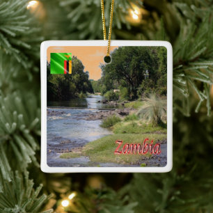 zZM003 ZAMBIA, Landscape, Africa, Ceramic Ornament