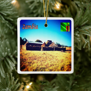 zZM008 ZAMBIA, Panorama, Africa, Ceramic Ornament