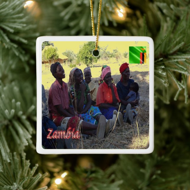 zZM009 ZAMBIA, Zambian Women, Africa, Ceramic Ornament (Tree)
