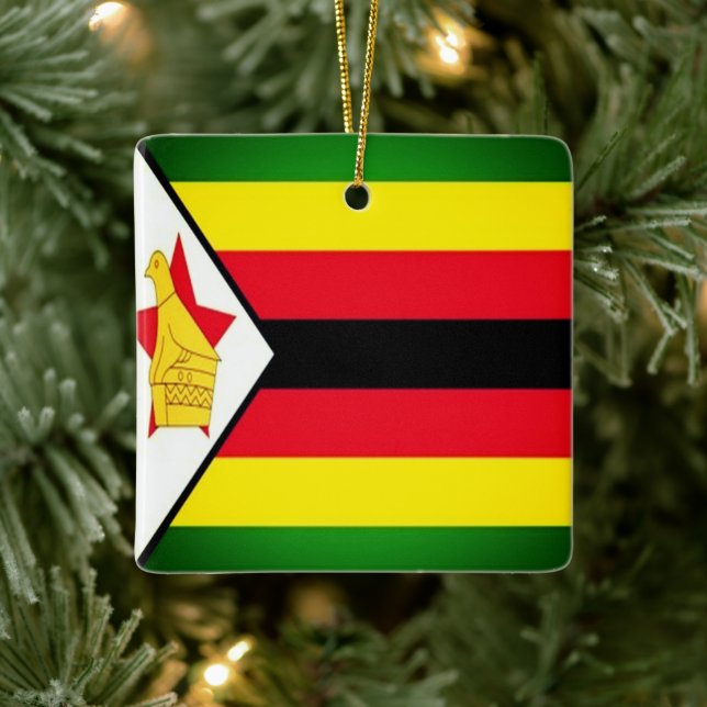 zZW001 ZIMBABWE, Flag, Africa, Fridge Ceramic Ornament (Tree)