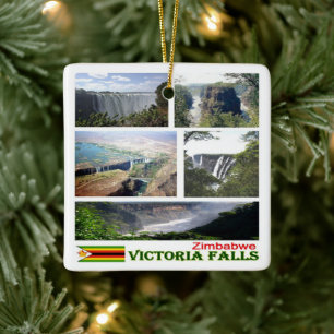 zZW008 VICTORIA FALLS, Mosaic, Zimbabwe, Ceramic Ornament