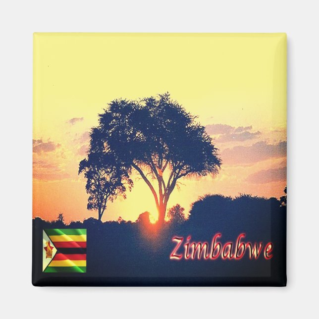 zZW018 ZIMBABWE,  Hwange sunset, Africa, Fridge Magnet (Front)